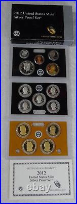 2012 United States U. S. Mint Silver Proof Set Box & Certificate of Authenticity