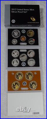 2012 United States U. S. Mint Silver Proof Set Box & Certificate of Authenticity