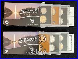 2013 & 2014 US Mint Silver Proof Sets with Boxes and COAs