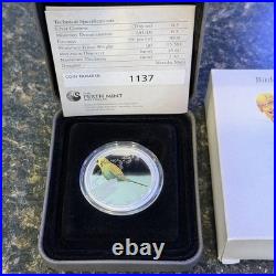 2013 Birds of Australia Budgerigar 1/2 oz Silver Proof. 999 Coin with Box & COA