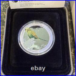 2013 Birds of Australia Budgerigar 1/2 oz Silver Proof. 999 Coin with Box & COA