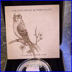 2013 Birds of Australia Budgerigar 1/2 oz Silver Proof. 999 Coin with Box & COA