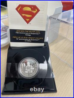 2013 CANADA $10 PURE SILVER PROOF -75th ANNIVERSARY OF SUPERMAN withCOA Case & Box
