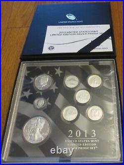 2013 Limited Edition Silver Proof Set U. S. Mint Original Box and COA Key date