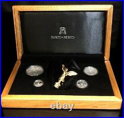 2013 Mexico Libertad BU & Proof PF 4 Coin Set with Statue in Wood Box with COA