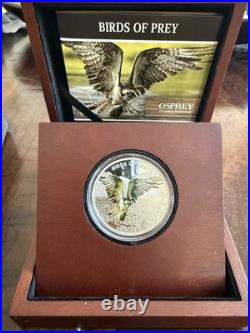 2013 Niue Osprey Birds of Prey 1 Troy ounce. 999 fine silver coin display box