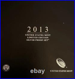 2013-S US Mint Limited Edition Silver Proof Set, 8 Coins/Box & COA