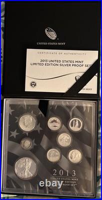 2013-S US Mint Limited Edition Silver Proof Set, 8 Coins/Box & COA