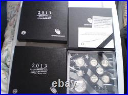 2013-S U. S. Mint Limited Edition Silver Proof Set 8x Coins withBox + COA BEAUTIFUL