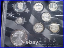 2013-S U. S. Mint Limited Edition Silver Proof Set 8x Coins withBox + COA BEAUTIFUL