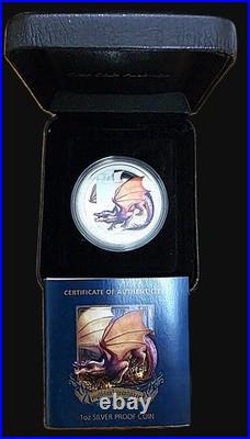 2013 Tuvalu $1 Mythical Creatures 1 oz 5-Coin Colorized Silver Proof Set withBox