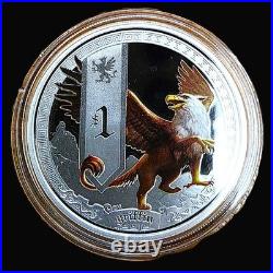 2013 Tuvalu $1 Mythical Creatures 1 oz 5-Coin Colorized Silver Proof Set withBox