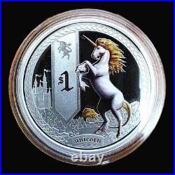 2013 Tuvalu $1 Mythical Creatures 1 oz 5-Coin Colorized Silver Proof Set withBox