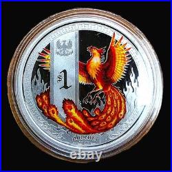 2013 Tuvalu $1 Mythical Creatures 1 oz 5-Coin Colorized Silver Proof Set withBox