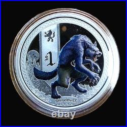 2013 Tuvalu $1 Mythical Creatures 1 oz 5-Coin Colorized Silver Proof Set withBox