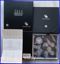 2013 US MINT LIMITED EDITION SILVER PROOF 8 COINS SET w. BOX & COA/ OGP