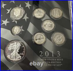 2013 U. S. Mint Limited Edition Silver Proof Set Box Slip Cover COA -TONED