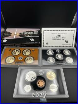 2013 U. S. Mint Silver Proof Set with Box & COA 14 Coins 90% Silver