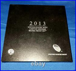 2013 Us Mint Limited Edition Silver Proof Set? 8 Coin? Box & Coa