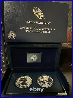 2013 W Reverse Proof & Enhanced 2-COIN SILVER Eagle West PtSET withCOA & BOX RARE