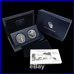 2013 W Reverse Proof & Enhanced Silver Eagle 2 Coin Set Box WithCOA