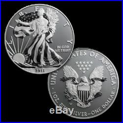 2013 W Reverse Proof & Enhanced Silver Eagle 2 Coin Set Box WithCOA