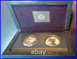 2013 W Reverse Proof & Enhanced Silver Eagle 2 Coin West Point Set With Box/coa
