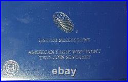 2013 W Reverse Proof & Enhanced Silver Eagle 2 Coin West Point Set With Box/coa