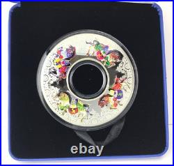 2014 2oz Year of the Horse Carousel Tokelau Silver Proof. 999 Coin COA Box