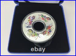 2014 2oz Year of the Horse Carousel Tokelau Silver Proof. 999 Coin COA Box