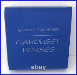 2014 2oz Year of the Horse Carousel Tokelau Silver Proof. 999 Coin COA Box
