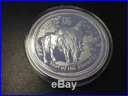 2014 5 oz Australian Lunar Year of The Horse Bullion Proof Silver Coin Box-COA