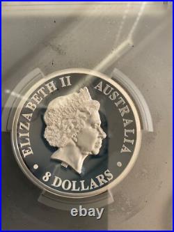 2014 Australian 8$ PCGS Silver High Relief Signed John Mercanti GEM PROOF Box 13