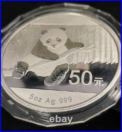 2014 China Silver Panda Proof 5 Oz. 999 Silver Coin BOX and COA