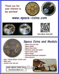 2014 Cook Islands, MOLDAVITE IMPACT meteorite coin! CONCAVE $5 silver proof+ box