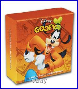 2014 Disney GOOFY 1 oz. 999 silver colorized Proof coin Nuie 2$ COA & Box