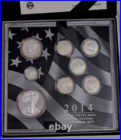 2014 LIMITED EDITION Silver Proof Set in Original Box withCOA, Beginning To Tone