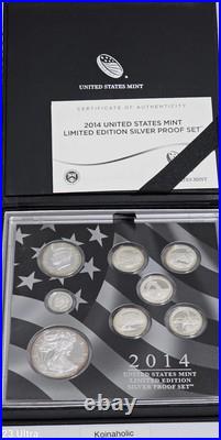 2014 LIMITED EDITION Silver Proof Set in Original Box withCOA, Beginning To Tone