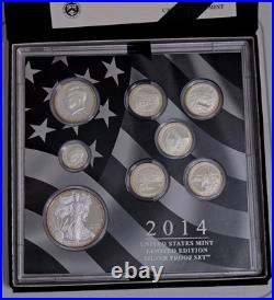 2014 LIMITED EDITION Silver Proof Set in Original Box withCOA, Beginning To Tone