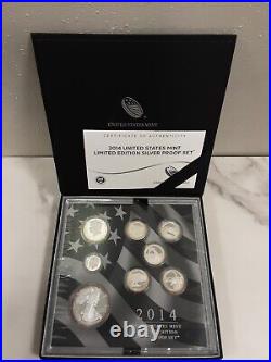 2014 Limited Edition US Mint Silver Proof Set, OGP, Box & COA