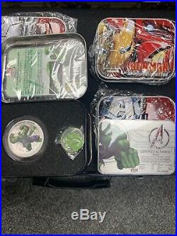 2014 Niue Marvel The Avengers $2.999 Silver Proof 4 Coin Set Box NIB