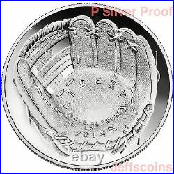 2014 P National Baseball Hall of Fame 90% Silver Proof Dollar USMint Box COA B33