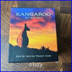 2014 Royal Australian Mint Kangaroo at Sunset $1 Silver Proof Coin COA Box 6.03g