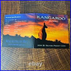2014 Royal Australian Mint Kangaroo at Sunset $1 Silver Proof Coin COA Box 6.03g