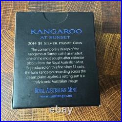 2014 Royal Australian Mint Kangaroo at Sunset $1 Silver Proof Coin COA Box 6.03g