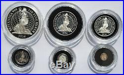 2014 Royal Mint 5 Coin Silver Proof Britannia Set Boxed With Certificate