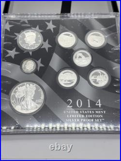 2014 S LIMITED EDITION SILVER PROOF SET (8) COINS U. S. MINT OGP With BOX & COA