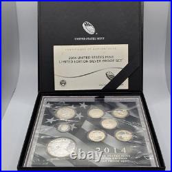 2014-S Limited Edition Silver 8-Coin Proof Set (Box and CoA) LITE PURPLE TONED