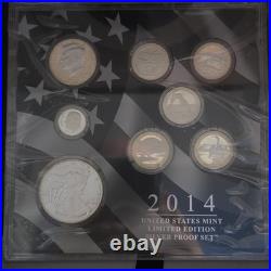 2014-S Limited Edition Silver 8-Coin Proof Set (Box and CoA) LITE PURPLE TONED