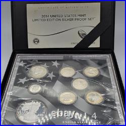 2014-S Limited Edition Silver 8-Coin Proof Set (Box and CoA) LITE PURPLE TONED